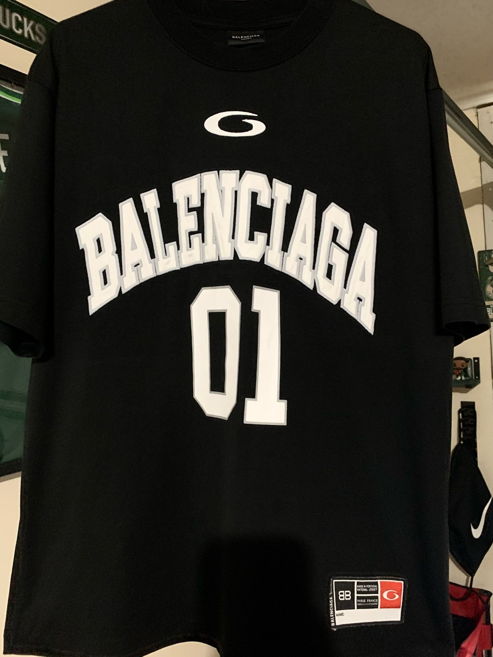 Balenciaga Black and White '01 Arch Logo Tee